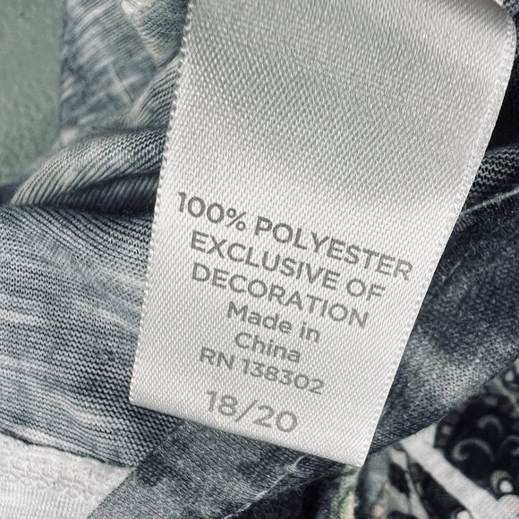 Avenue Women Tunic Top 18/20 Gray White Embellished‎ Short Sleeve Pullover Shirt - Picture 5 of 9